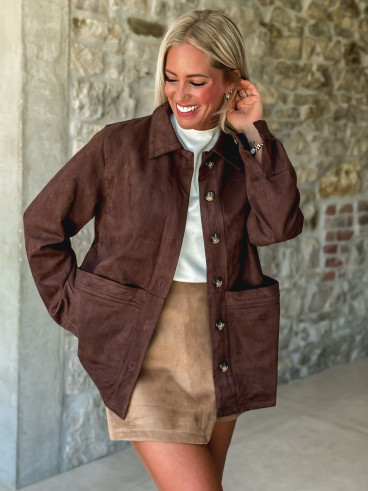 Veste en suédine Rachel - Chocolat