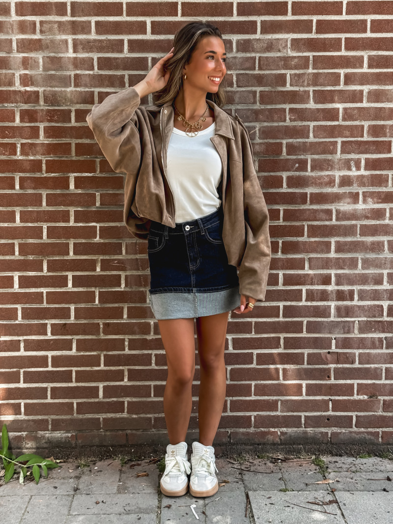 Veste en suédine Tia - Taupe