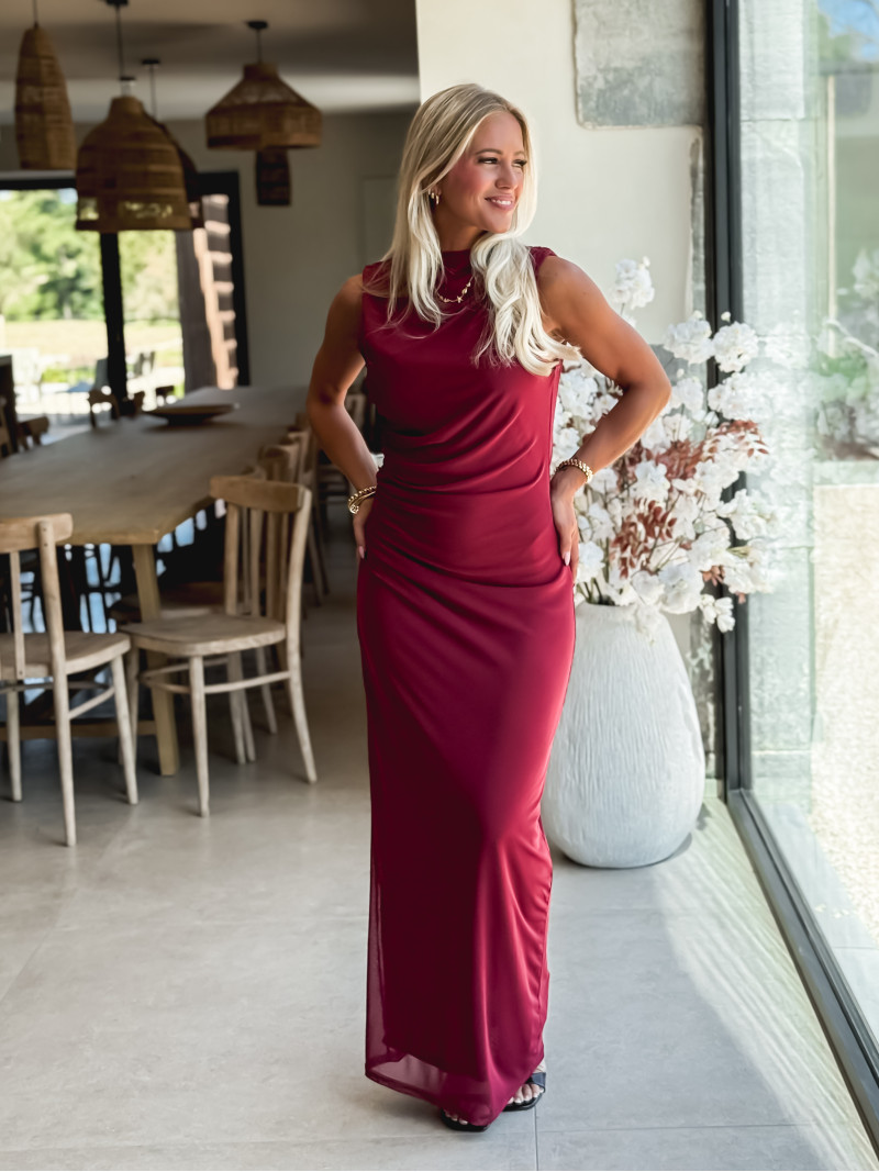 Robe longue Meghan - Bordeaux