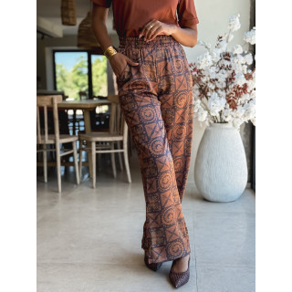Pantalon à motifs Alisia - Camel/Chocolat