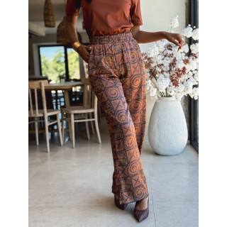 Pantalon à motifs Alisia - Camel/Chocolat