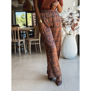 Pantalon à motifs Alisia - Camel/Chocolat