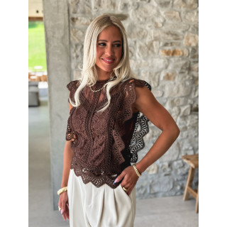 Blouse en dentelle Maëva - Chocolat