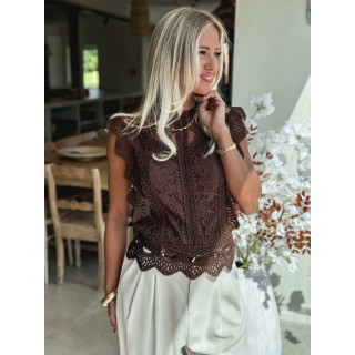 Blouse en dentelle Maëva - Chocolat