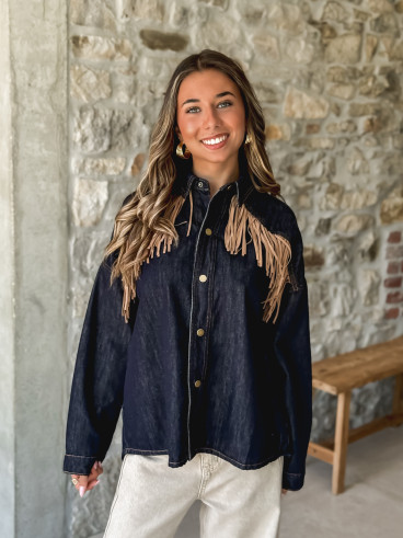 Veste en jeans Hanola - Bleu foncé