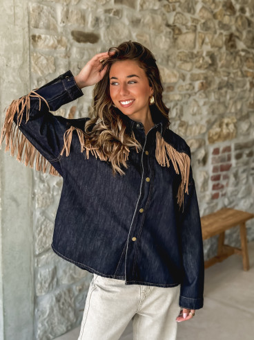 Veste en jeans Hanola - Bleu foncé