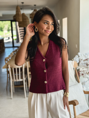 Gilet sans manches Nora - Bordeaux
