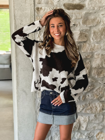Pull à motif Paula - Chocolat/Greige