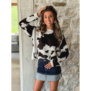 Pull à motif Paula - Chocolat/Greige