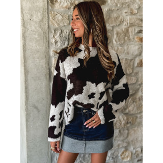 Pull à motif Paula - Chocolat/Greige