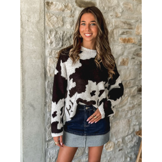 Pull à motif Paula - Chocolat/Greige