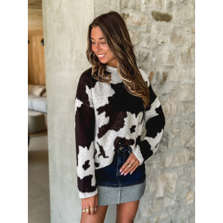 Pull à motif Paula - Chocolat/Greige