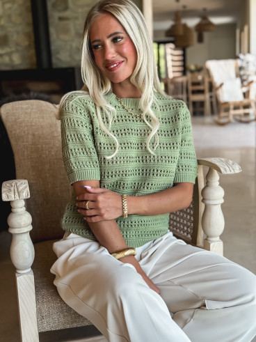 Pull manches courtes Regina - Kaki