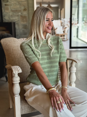 Pull manches courtes Regina - Kaki