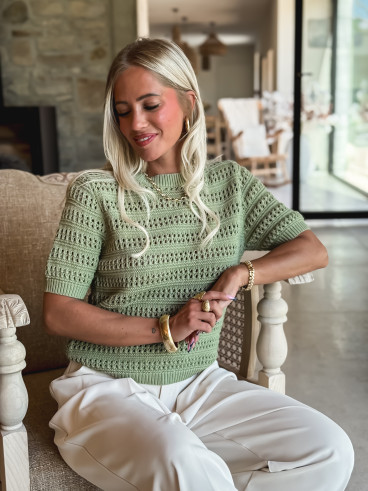 Pull manches courtes Regina - Kaki