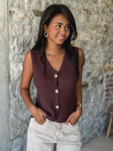 Gilet sans manches Nora - Chocolat