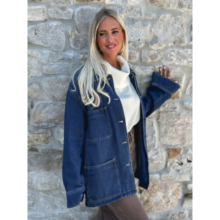 Veste longue en jeans Loélya - Bleu foncé