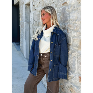 Veste longue en jeans Loélya - Bleu foncé