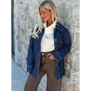 Veste longue en jeans Loélya - Bleu foncé