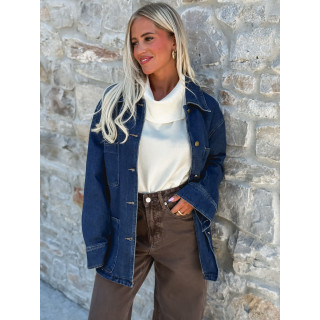 Veste longue en jeans Loélya - Bleu foncé