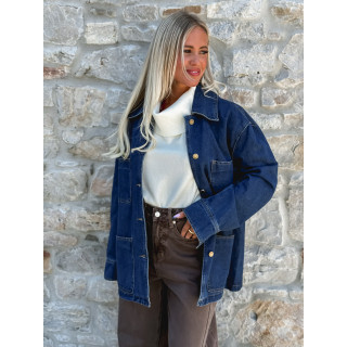 Veste longue en jeans Loélya - Bleu foncé