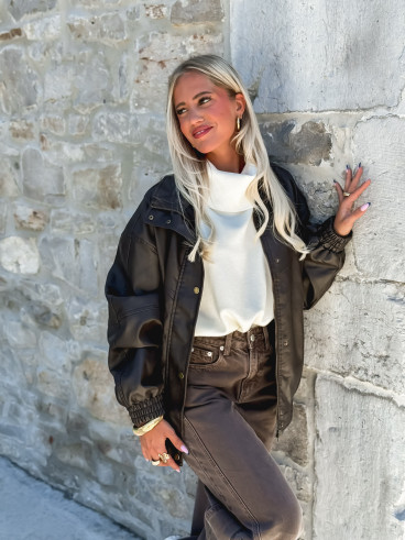 Veste simili cuir Noriane - Marron