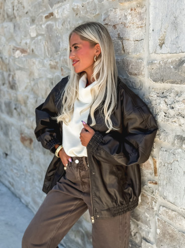 Veste simili cuir Noriane - Marron