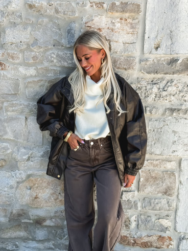 Veste simili cuir Noriane - Marron