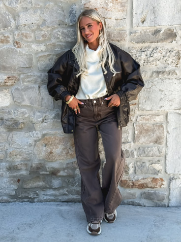 Veste simili cuir Noriane - Marron