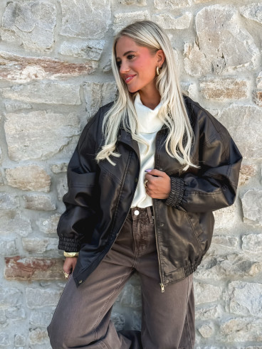 Veste simili cuir Noriane - Marron