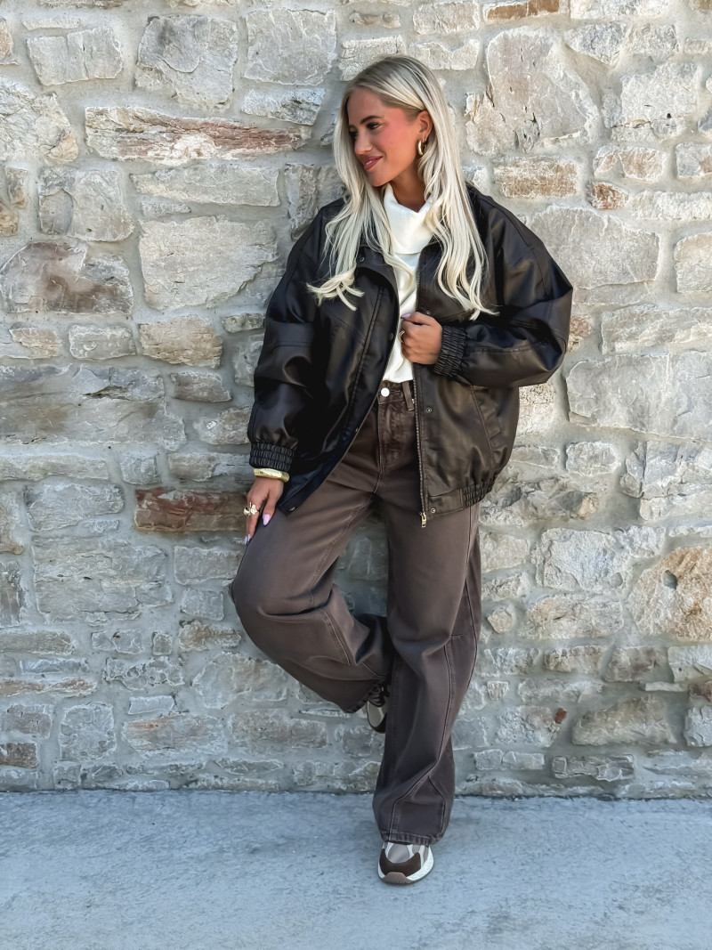 Veste simili cuir Noriane - Marron