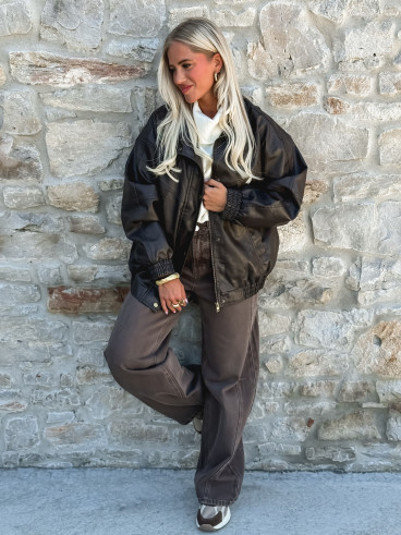 Veste simili cuir Noriane - Marron