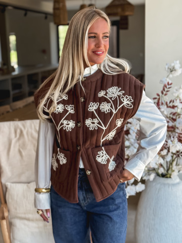 Veste sans manches Asmae - Chocolat