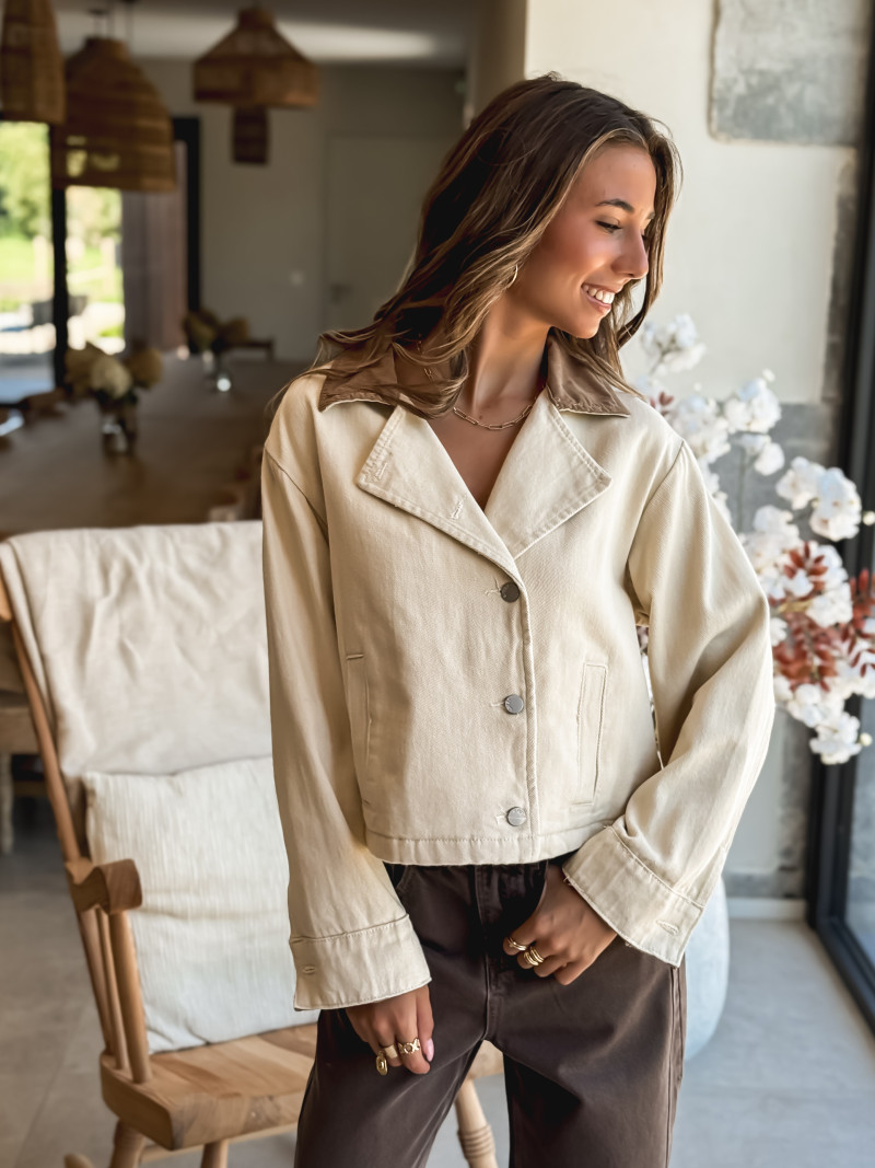 Veste en jeans Fabiola - Beige