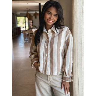 Chemise Lignée Nastya - Ecru/Taupe