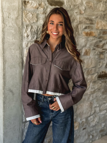 Crop chemise Fallon - Gris Anthracite