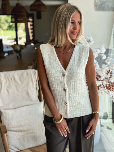 Gilet sans manches Nora - Ecru