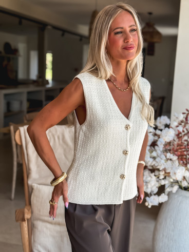 Gilet sans manches Nora - Ecru