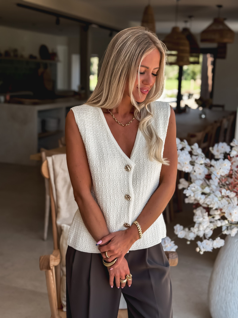 Gilet sans manches Nora - Ecru