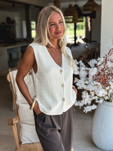 Gilet sans manches Nora - Ecru