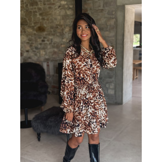 Robe courte à motifs Myrka - Chocolat