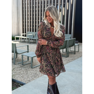 Robe courte à motifs Monica - Kaki/Mauve