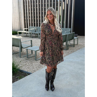 Robe courte à motifs Monica - Kaki/Mauve