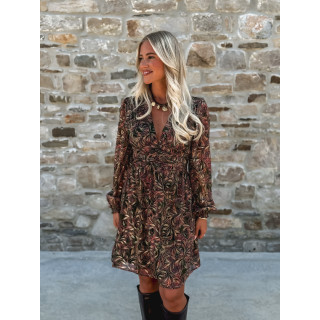 Robe courte à motifs Monica - Kaki/Mauve