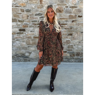 Robe courte à motifs Monica - Kaki/Mauve
