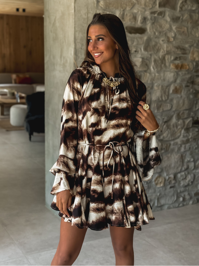 Robe courte à motifs Ysoria - Chocolat
