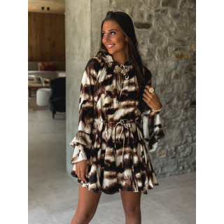 Robe courte à motifs Ysoria - Chocolat