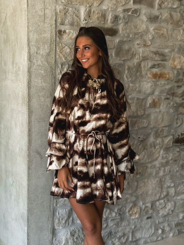 Robe courte à motifs Ysoria - Chocolat