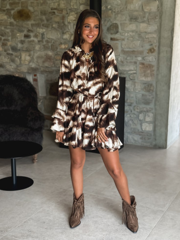Robe courte à motifs Ysoria - Chocolat