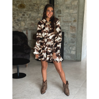 Robe courte à motifs Ysoria - Chocolat